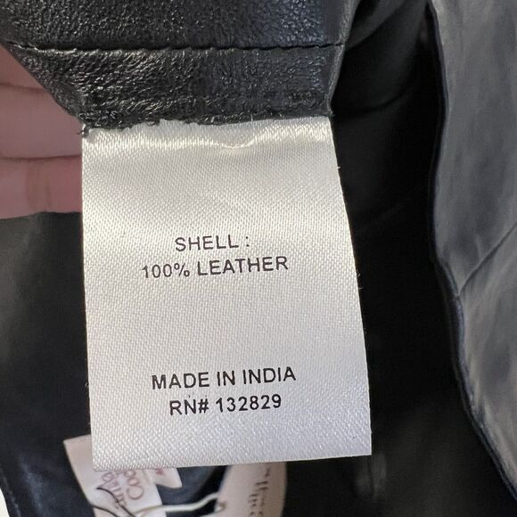 New Camila Coelho Cora Leather Straight Leg Pants with Slit Hem Black Sz M - Picture 9 of 10